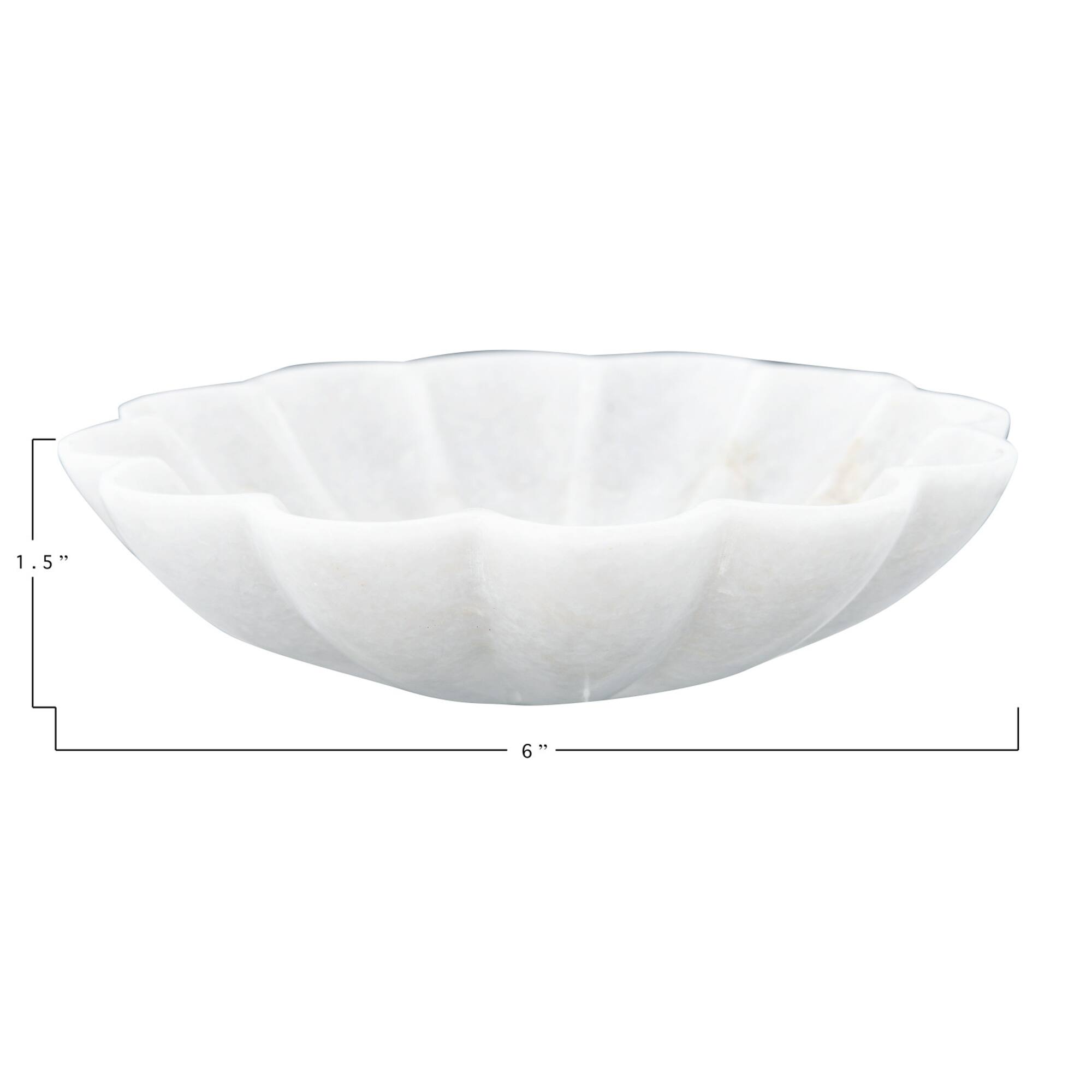 Hello Honey® 6" Carved Marble Flower Shape Dish